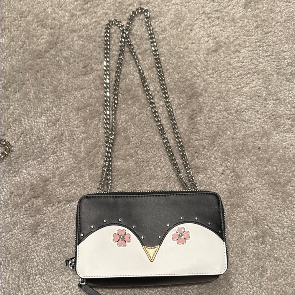 Kate Spade Black and White Crossbody Bag with Chain Strap